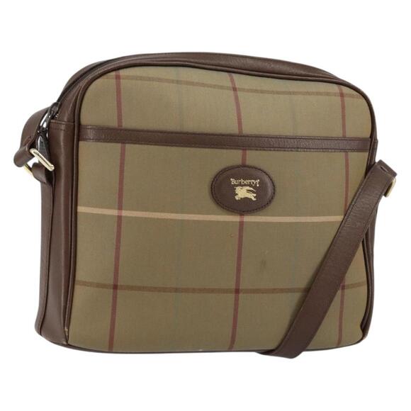 Burberrys Nova Check Shoulder Bag Canvas Beige Gold Auth ep11351